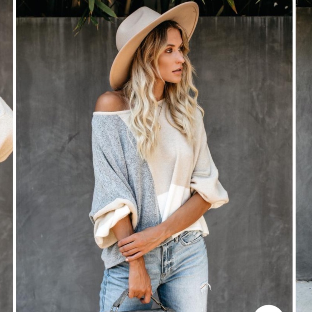 CITY VIEW COLORBLOCK BALLOON SLEEVE SWEATER VICI